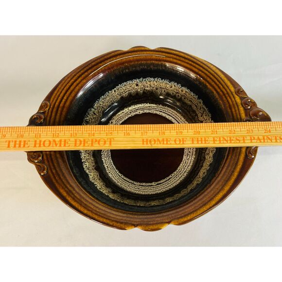 Vintage Haeger USA Pottery Wash Basin Bowl Brown Swirl - Picture 7 of 7